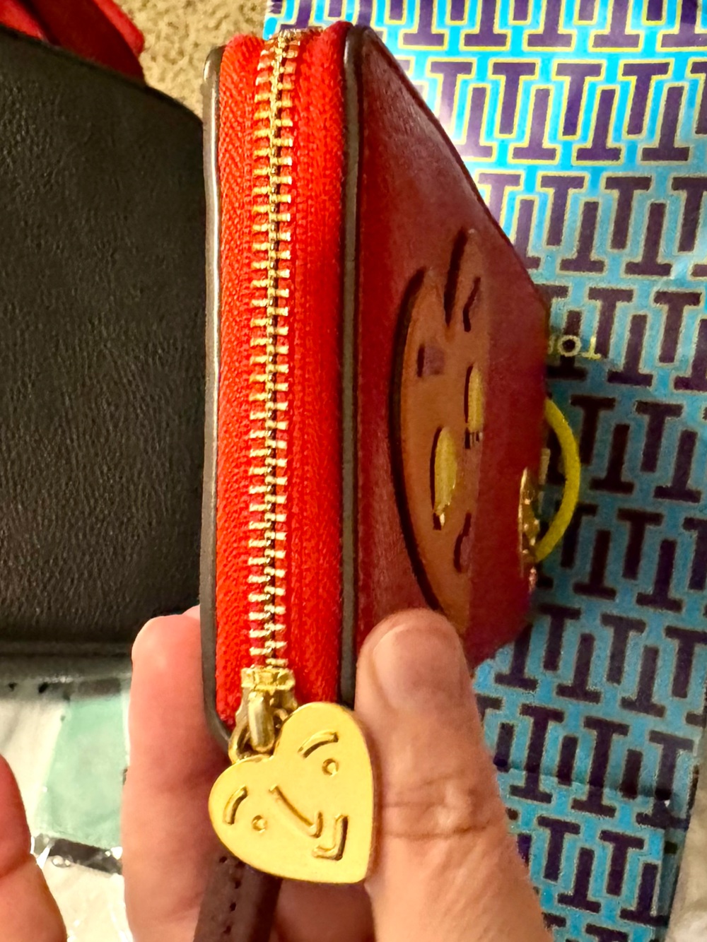 Tory Burch Perry Patchwork Hearts zip continental wallet with heart zipper pull - Picture 11 of 16